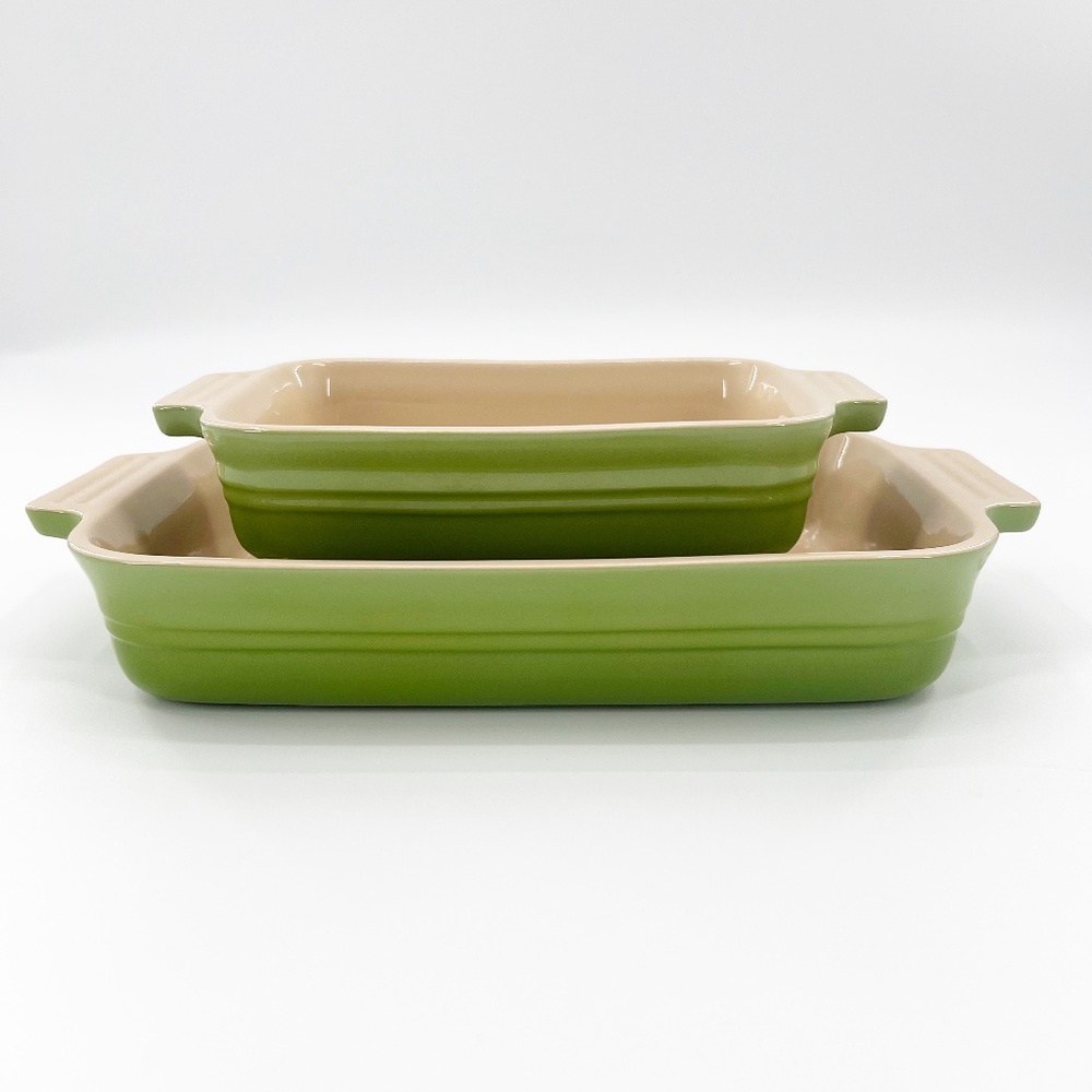 Le Creuset Ombré Green Rectangle Stoneware Baking Casserole Dish Set of 2